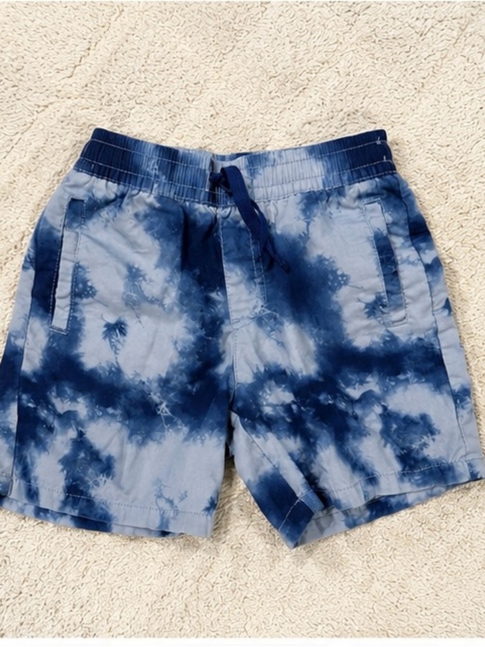 Cat & Jack Boys Blue Tie Dye Shorts Size S 6/7 Elastic Waist